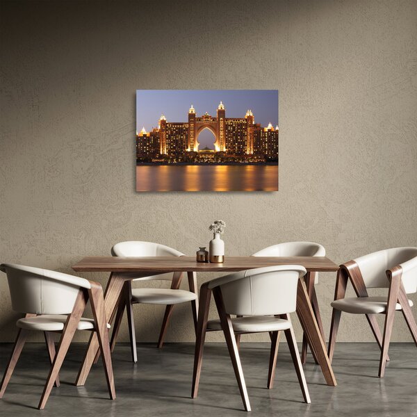 Tablou pe sticlă construcției în Dubai (70x50 cm)