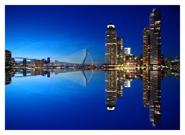 Tablou pe sticlă - Rotterdam nocturn (70x50 cm)