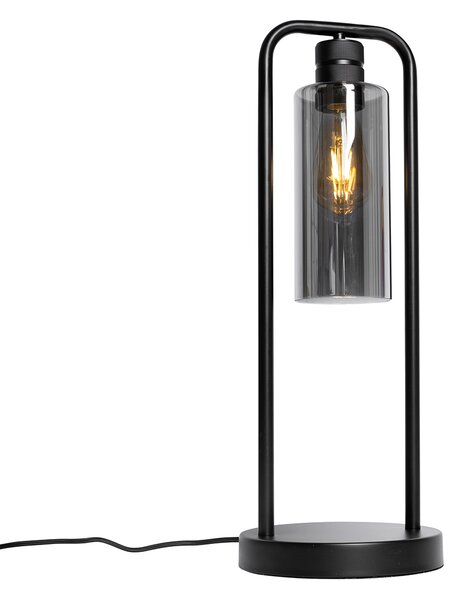 Lampa de masa moderna neagra cu sticla fumurie - Stavelot