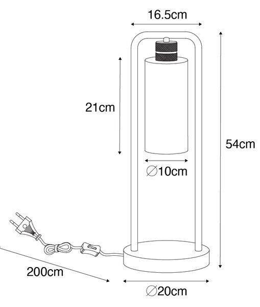 Lampa de masa moderna neagra cu sticla fumurie - Stavelot