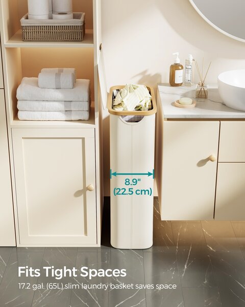 Cos de rufe Songmics Crem 42x22.5x70.5 cm