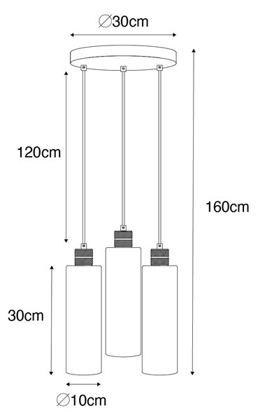 Lampa suspendata moderna neagra cu sticla fumurie 3 lumini - Stavelot