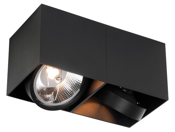 Spotlight de design negru dreptunghiular AR111 2 lumini - Box