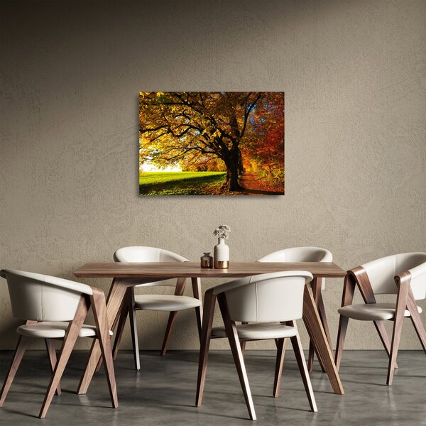 Tablou pe sticlă cu toamna (70x50 cm)