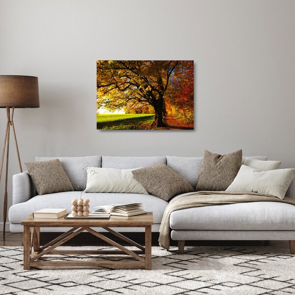 Tablou pe sticlă cu toamna (70x50 cm)