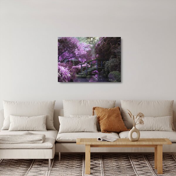Tablou pe sticlă - copaci violeți (70x50 cm)