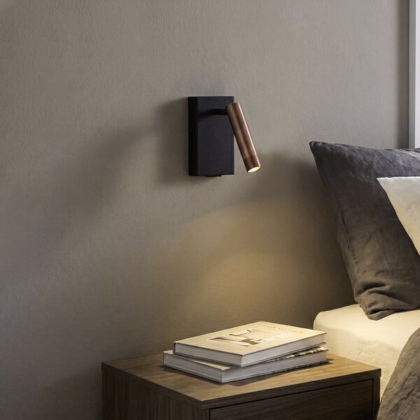 Lampă de perete modernă neagră cu bronz închis reglabilă cu USB-C - Croft