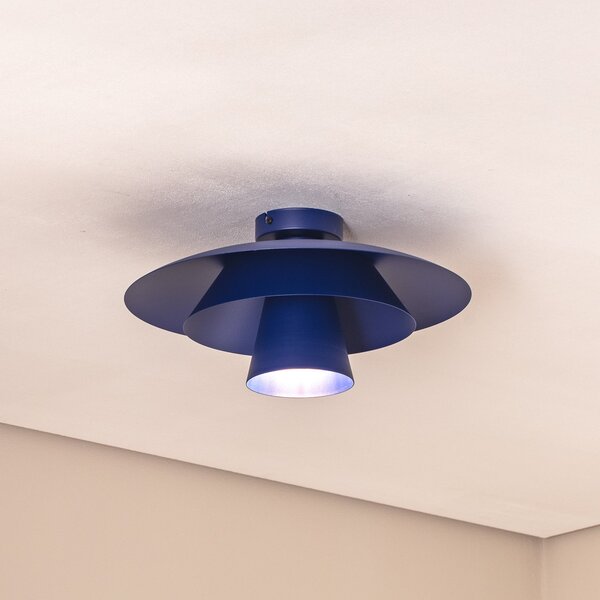 Luminex Plafonieră Plato, albastru închis, metal, Ø 38 cm, E27, reglabil, Albastru, Camera de zi / sufragerie, Metal, Modern