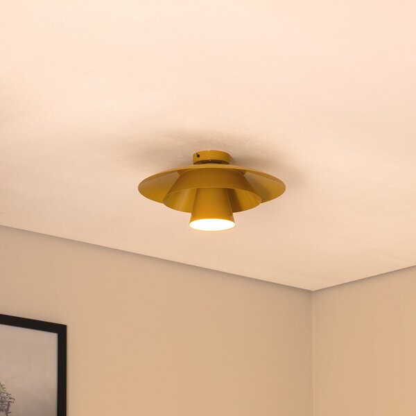 Luminex Plafonieră Plato, galben muștar, metal, Ø 38 cm, E27, reglabil, Galben, Camera de zi / sufragerie, Metal, Modern