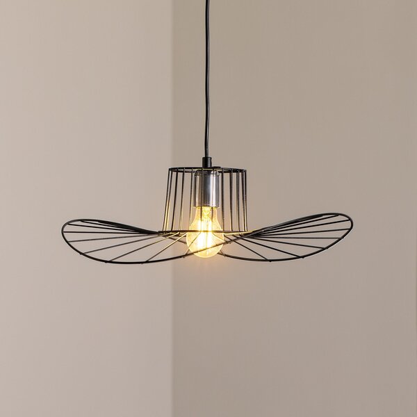 Opviq Lampă suspendată Tel, negru, Ø 50 cm, metal, reglabil, Negru, Camera de zi / sufragerie, Metal