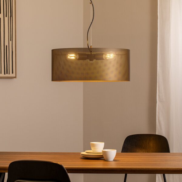 Domiluce Lampă suspendată Zofia, maro cafea, metal, Ø 50 cm, 3 becuri, E27, reglabil, Maro / Rugină, Camera de zi / sufragerie, Metal, Modern