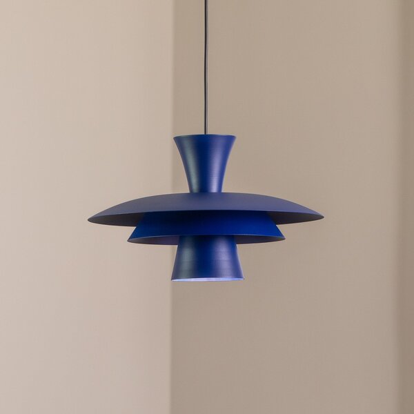 Luminex Lampă suspendată Plato, albastru închis, metal, Ø 38 cm, E27, reglabil, Albastru, Camera de zi / sufragerie, Metal, Modern
