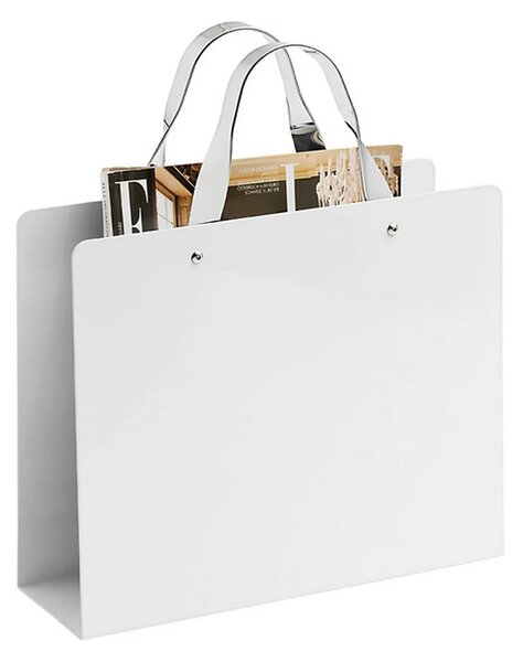 Suport ziare CLOE, alb, metal, 30x10x35 cm