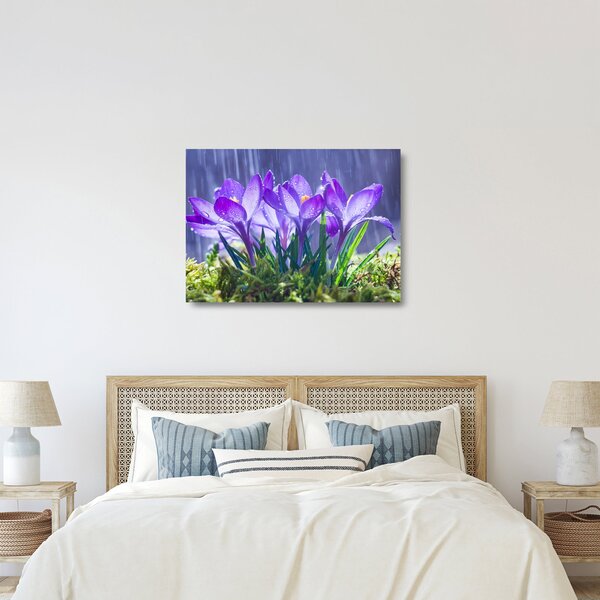 Tablou pe sticlă cuflori în ploaie (70x50 cm)