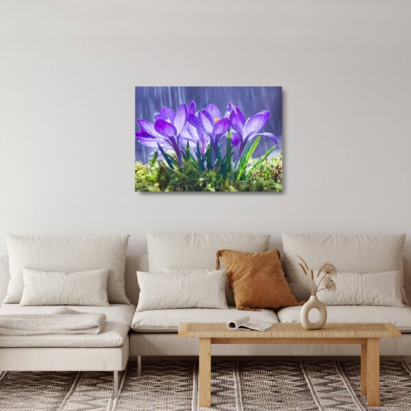 Tablou pe sticlă cuflori în ploaie (70x50 cm)