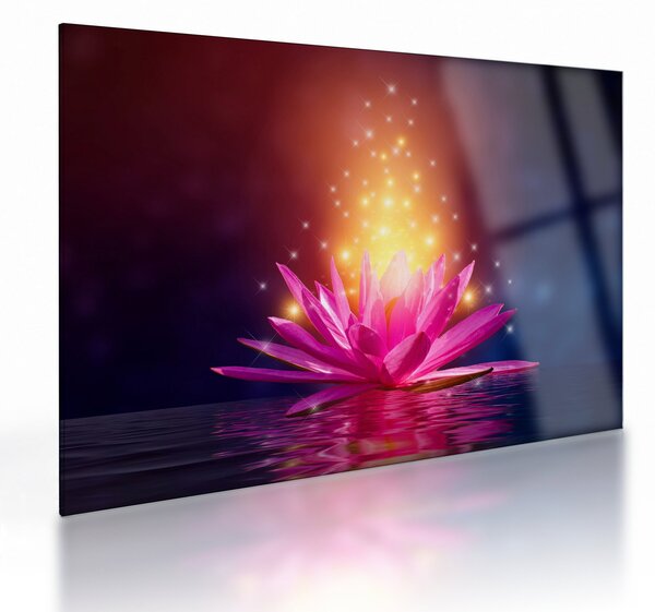 Tablou pe sticlă cu lotus pe apă (70x50 cm)