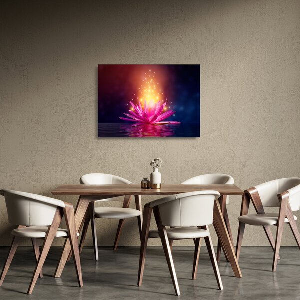 Tablou pe sticlă cu lotus pe apă (70x50 cm)