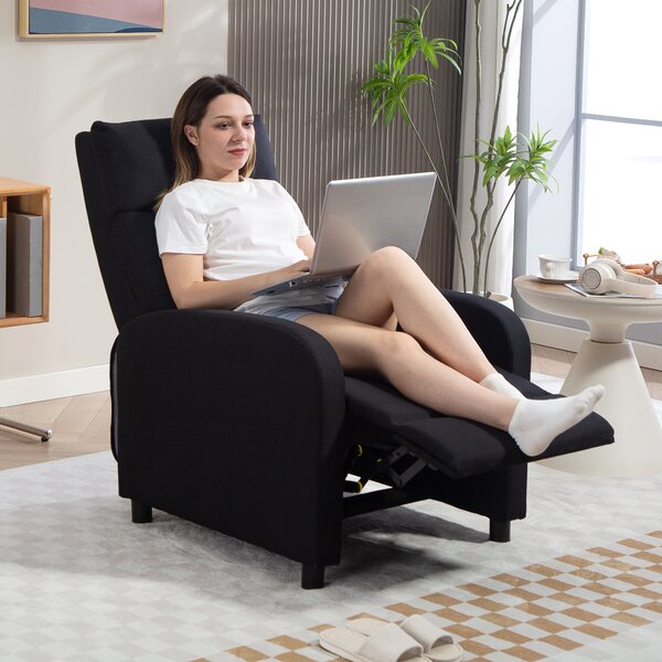 HOMCOM Fotoliu Reclinabil Fino a 155° Con Suport pentru Picioare In Material Textil Negru | Aosom Romania