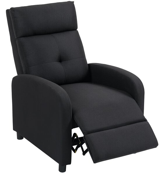 HOMCOM Fotoliu Reclinabil Fino a 155° Con Suport pentru Picioare In Material Textil Negru | Aosom Romania