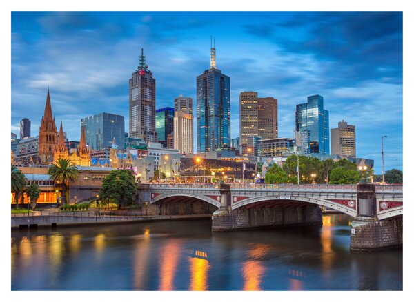 Tablou pe sticlă cu orașul Melbourne (70x50 cm)