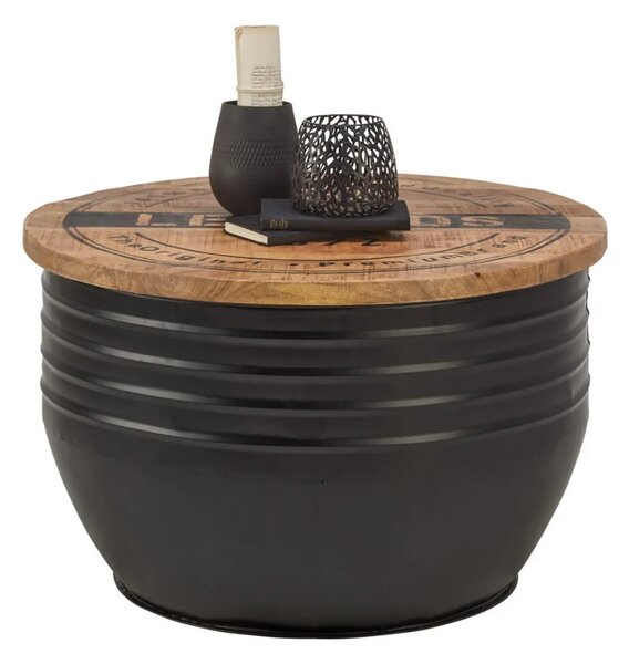 Masuta cafea LEA, maro/negru, lemn/metal, 75x75x45 cm