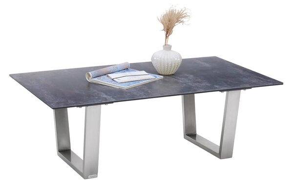 Masuta cafea THUNDER, gri/crom, ceramica/sticla/metal, 120x70x42 cm