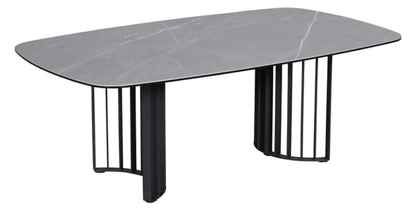 Masuta LIPARI, negru cu efect de marmura/negru, ceramica/metal, 120x70