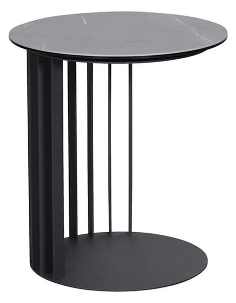 Masuta cafea LIPARI, negru cu efect de marmura/negru, ceramica/metal