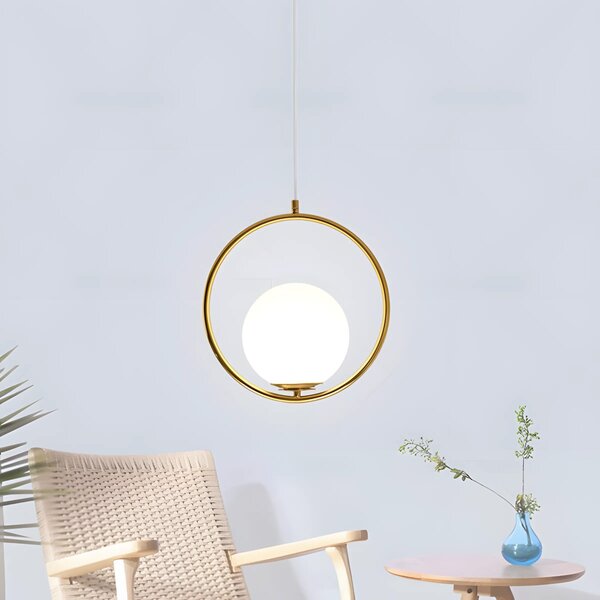 Lampă de tavan suspendata din sticlă aurie alba G109-1W Gold