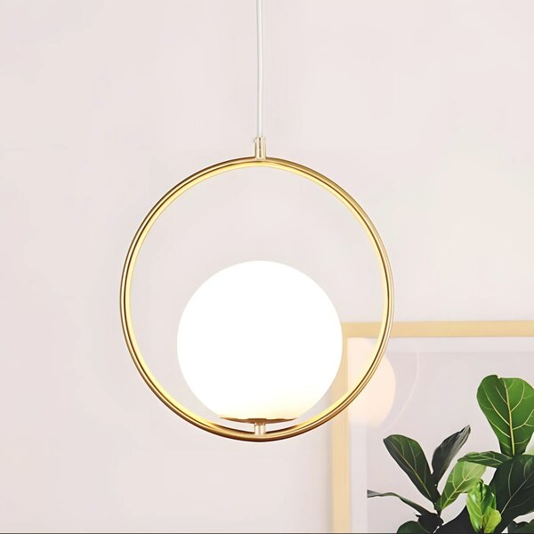 Lampă de tavan suspendata din sticlă aurie alba G109-1W Gold
