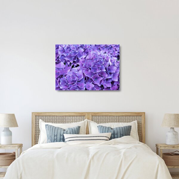 Tablou pe sticlă cu flori violete (70x50 cm)