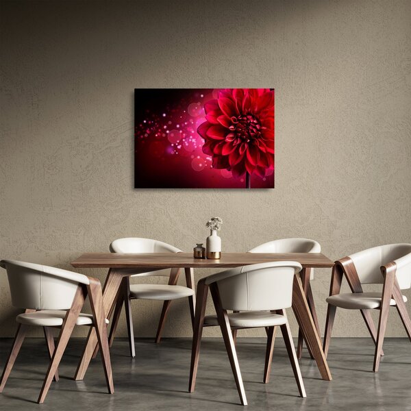 Tablou pe sticlă cu floare roșie (70x50 cm)