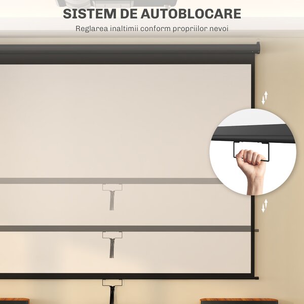 HOMCOM Ecran pentru Proiector 120 Inch Format 16:9/4:3 Reglabil, Ecran de Proiecție Compact, 244x183 cm, Negru | Aosom Romania