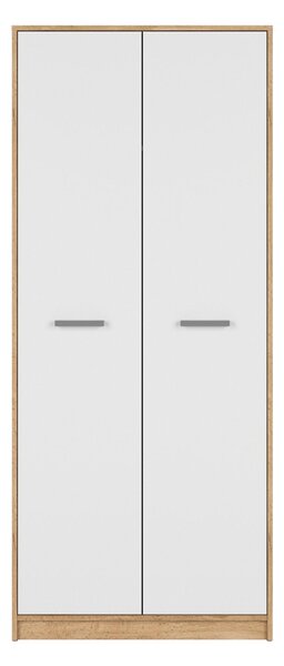 Dulap MATOS, alb/stejar, PAL, cu doua usi, 80x55x189 cm