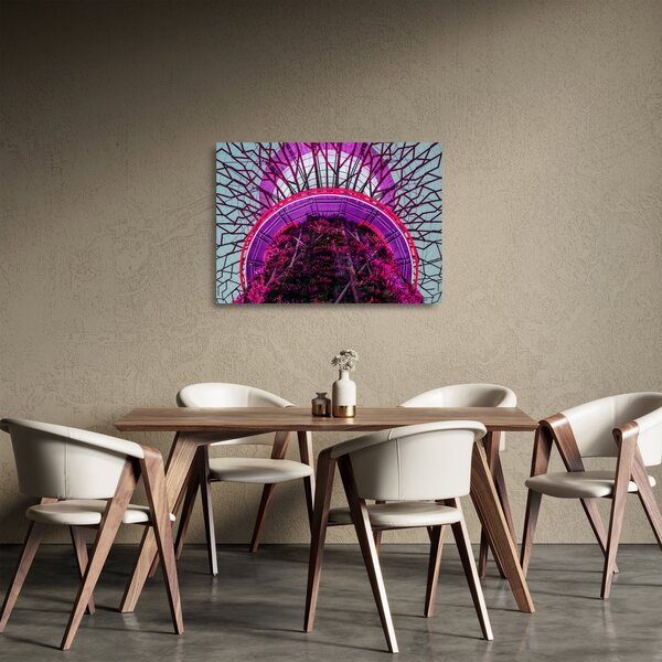 Tablou pe sticlă abstrac - crengi violete (70x50 cm)