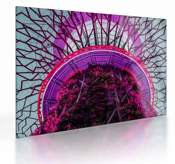 Tablou pe sticlă abstrac - crengi violete (70x50 cm)