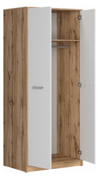 Dulap MATOS, alb/stejar, PAL, cu doua usi, 80x55x189 cm