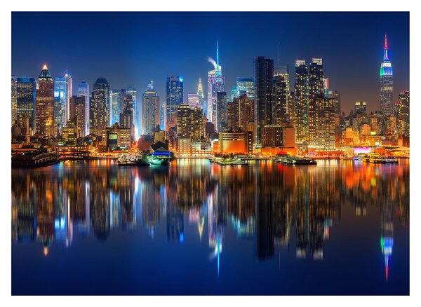 Tablou pe sticlă cu Manhattan noaptea (70x50 cm)