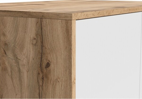Dulap MATOS, alb/stejar, PAL, cu doua usi, 80x55x189 cm