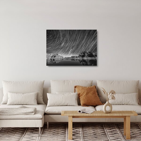 Tablou pe sticlă albnegru cu cerul și stele (70x50 cm)