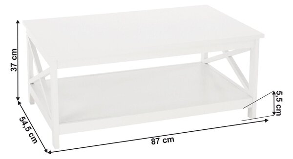 Masuta cafea EDRIA, alb, 87x55x37 cm