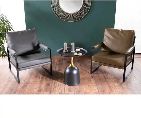 Masuta cafea LIBRA, negru/auriu, metal, 51x61 cm