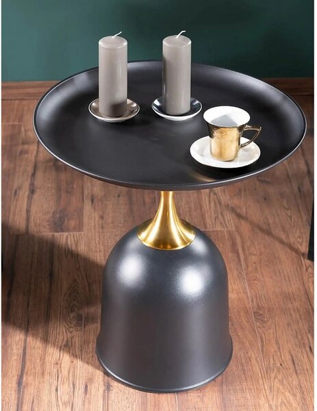 Masuta cafea LIBRA, negru/auriu, metal, 51x61 cm