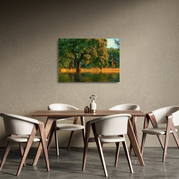 Tablou pe sticlă cu girafe în natură (70x50 cm)