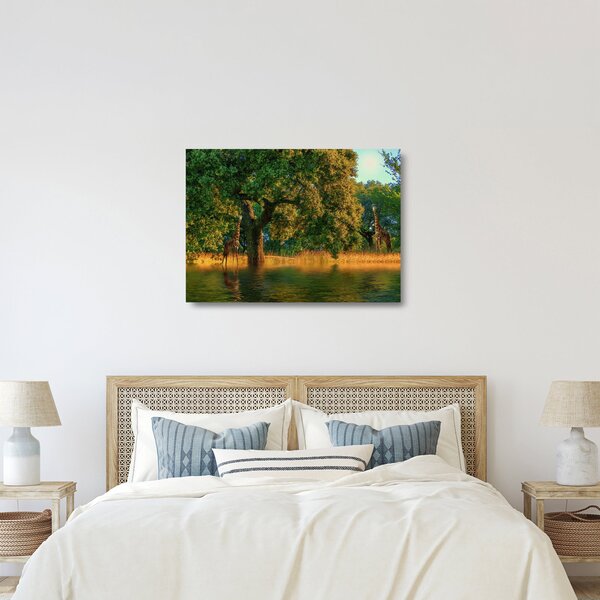Tablou pe sticlă cu girafe în natură (70x50 cm)