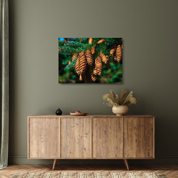 Tablou pe sticlă cu con de brad (70x50 cm)