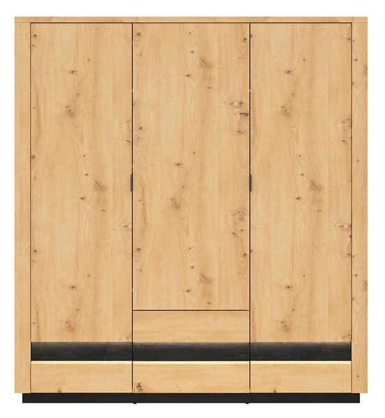 Dulap OSTIA, stejar artisan/negru, PAL, cu 3 usi si 2 sertare, 181x56x