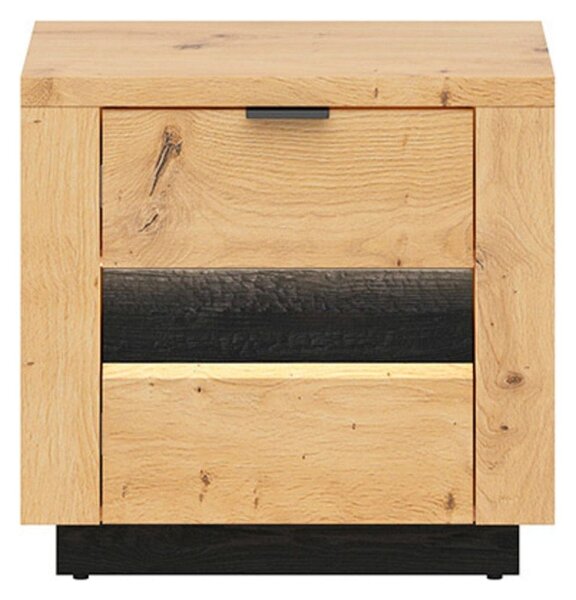 Noptiera OSTIA, stejar artisan/negru, PAL, 54x42x52 cm