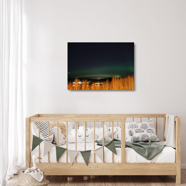 Tablou pe sticlă cu aurora borealis (70x50 cm)