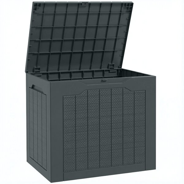 Outsunny Cufăr de Grădină cu Mânere, Container pentru Unelte Impermeabil, 56x41x50 cm, Gri Închis | Aosom Romania
